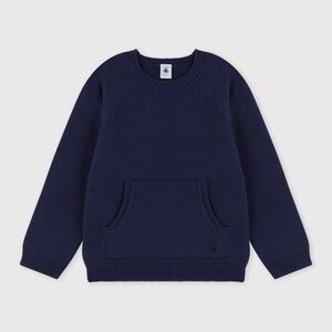 Petit Bateau | Navy Sweater Uniform Wool Cotton Kagaroo Pocket Boy Girl Youth 8